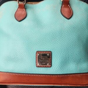 Dooney & Bourke Aqua and Brown Leather Satchel